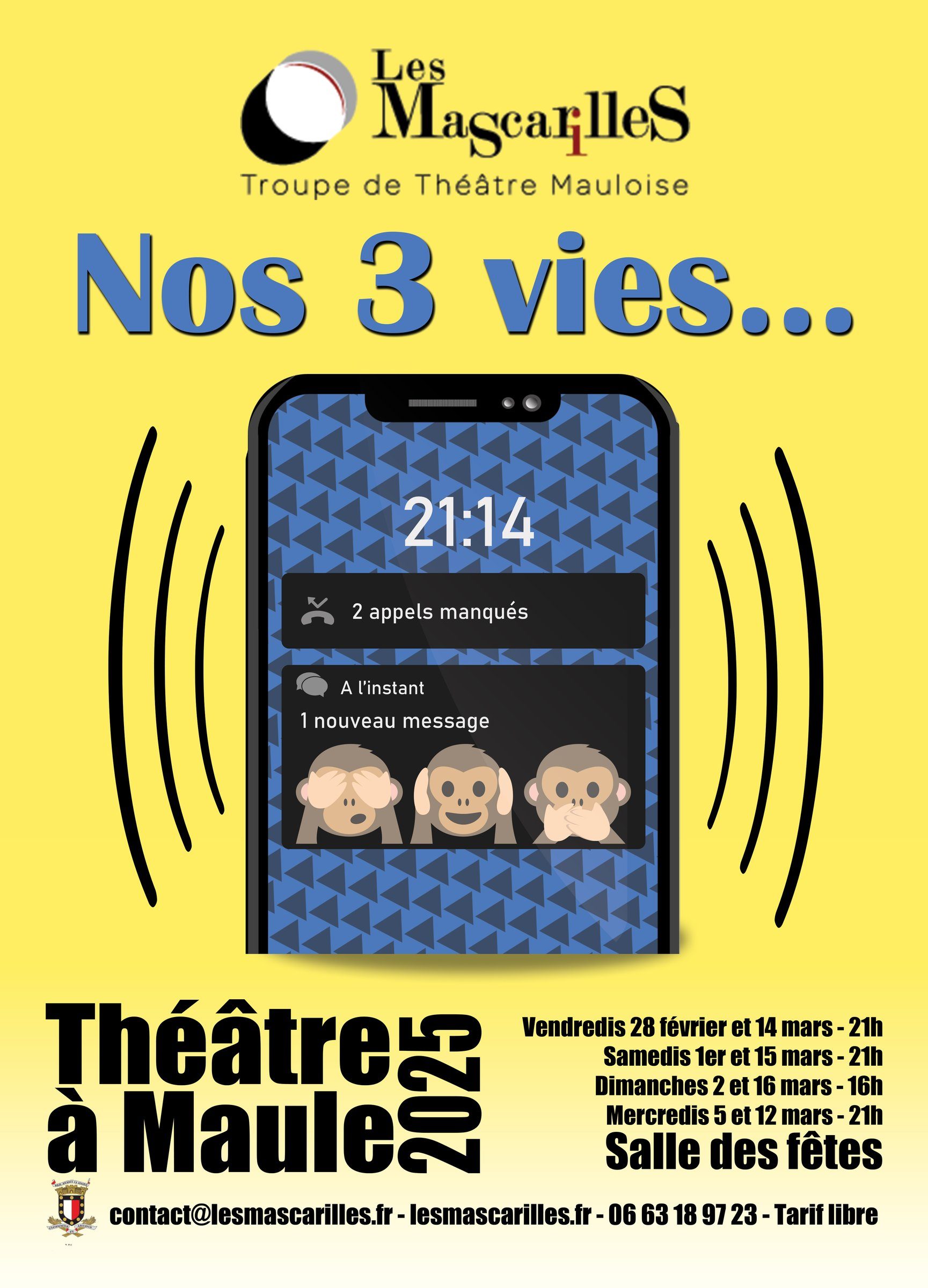 Pièce de Théatre pour Les Mascarilles - Affiche et flyer, 2024